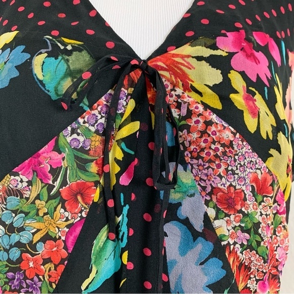 Spenser Jeremy Multicolor 100% Silk Top Women’s L Patchwork Funky Colorful Art - Picture 4 of 15